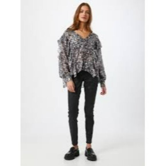The Kooples Paris Women's Long Sleeve Button Down Floral Ruffle Blouse Size M - Picture 15 of 15